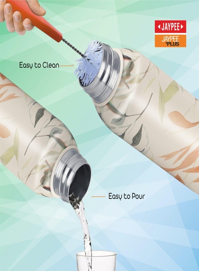 جايبي بلس زجاجة مياه جاي بي بلس بانش برايم المصنوعة من الفولاذ المقاوم للصدأ والمطبوعة والمعزولة بتفريغ الهواء سعة 500 مل | قارورة معتمدة من معهد المواصفات والمقاييس الهندية (ISI) مقاومة للصدأ والتسرب، تحافظ على المشروبات ساخنة وباردة لمدة 24 ساعة، مثالية لأطفال المدارس والمكتب والسفر - (لون كريمي) - Image 5